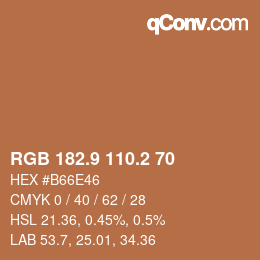 カラーコード: RGB 182.9 110.2 70 | qconv.com