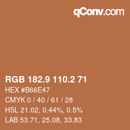 Color code: RGB 182.9 110.2 71 | qconv.com