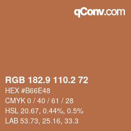 Color code: RGB 182.9 110.2 72 | qconv.com