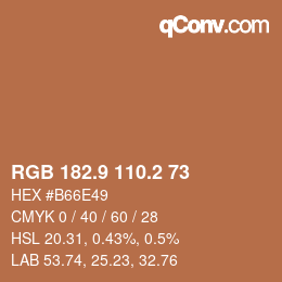 Color code: RGB 182.9 110.2 73 | qconv.com