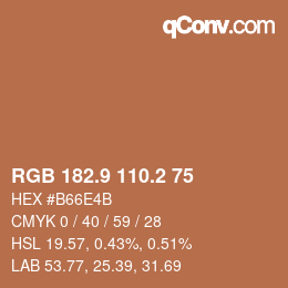 カラーコード: RGB 182.9 110.2 75 | qconv.com