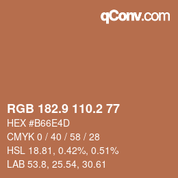 Color code: RGB 182.9 110.2 77 | qconv.com