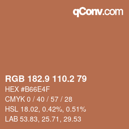 Color code: RGB 182.9 110.2 79 | qconv.com