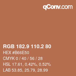 Color code: RGB 182.9 110.2 80 | qconv.com