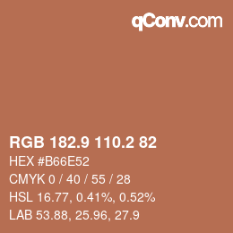 Color code: RGB 182.9 110.2 82 | qconv.com