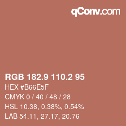 カラーコード: RGB 182.9 110.2 95 | qconv.com