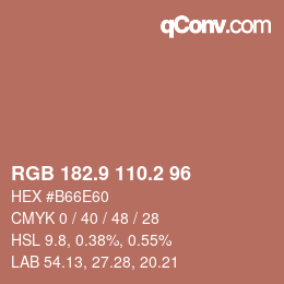 Color code: RGB 182.9 110.2 96 | qconv.com