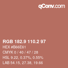Color code: RGB 182.9 110.2 97 | qconv.com