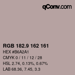 Color code: RGB 182.9 162 161 | qconv.com