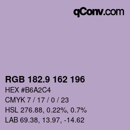 カラーコード: RGB 182.9 162 196 | qconv.com