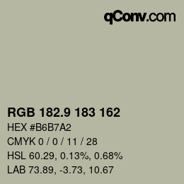 カラーコード: RGB 182.9 183 162 | qconv.com
