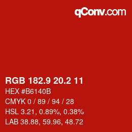 カラーコード: RGB 182.9 20.2 11 | qconv.com