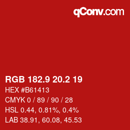 カラーコード: RGB 182.9 20.2 19 | qconv.com