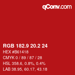 カラーコード: RGB 182.9 20.2 24 | qconv.com