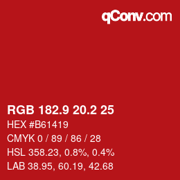 カラーコード: RGB 182.9 20.2 25 | qconv.com