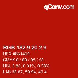 カラーコード: RGB 182.9 20.2 9 | qconv.com