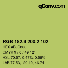 カラーコード: RGB 182.9 200.2 102 | qconv.com