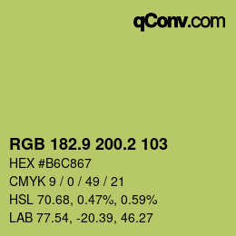 カラーコード: RGB 182.9 200.2 103 | qconv.com