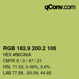 カラーコード: RGB 182.9 200.2 106 | qconv.com