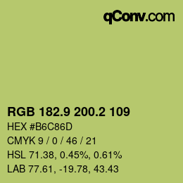 カラーコード: RGB 182.9 200.2 109 | qconv.com