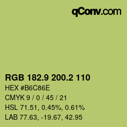 カラーコード: RGB 182.9 200.2 110 | qconv.com