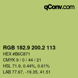 カラーコード: RGB 182.9 200.2 113 | qconv.com