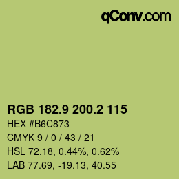 カラーコード: RGB 182.9 200.2 115 | qconv.com