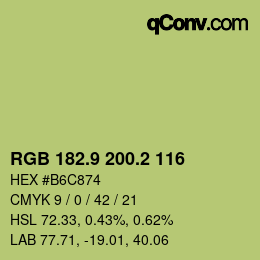 カラーコード: RGB 182.9 200.2 116 | qconv.com