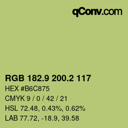 カラーコード: RGB 182.9 200.2 117 | qconv.com