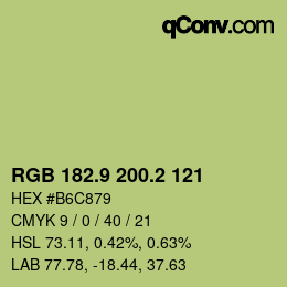 カラーコード: RGB 182.9 200.2 121 | qconv.com