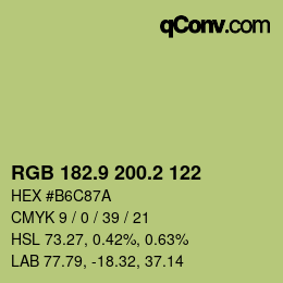 カラーコード: RGB 182.9 200.2 122 | qconv.com