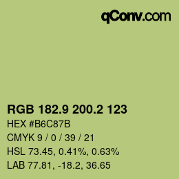 カラーコード: RGB 182.9 200.2 123 | qconv.com