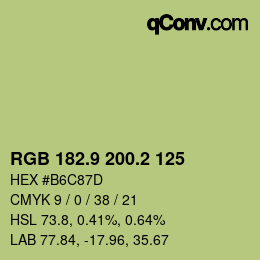 カラーコード: RGB 182.9 200.2 125 | qconv.com