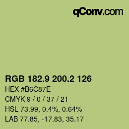 カラーコード: RGB 182.9 200.2 126 | qconv.com