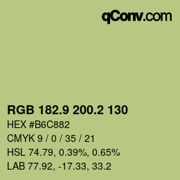 カラーコード: RGB 182.9 200.2 130 | qconv.com