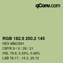 カラーコード: RGB 182.9 200.2 145 | qconv.com