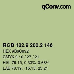 カラーコード: RGB 182.9 200.2 146 | qconv.com