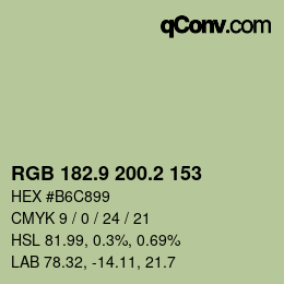 Color code: RGB 182.9 200.2 153 | qconv.com