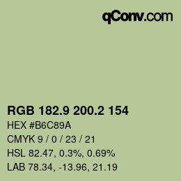 Color code: RGB 182.9 200.2 154 | qconv.com