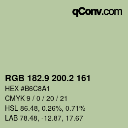 カラーコード: RGB 182.9 200.2 161 | qconv.com