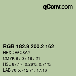 Farbcode: RGB 182.9 200.2 162 | qconv.com