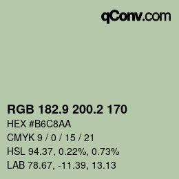 カラーコード: RGB 182.9 200.2 170 | qconv.com