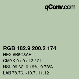 カラーコード: RGB 182.9 200.2 174 | qconv.com
