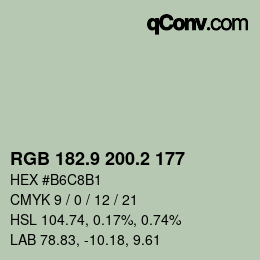 カラーコード: RGB 182.9 200.2 177 | qconv.com