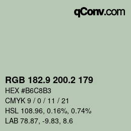 カラーコード: RGB 182.9 200.2 179 | qconv.com