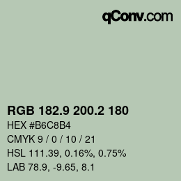Color code: RGB 182.9 200.2 180 | qconv.com