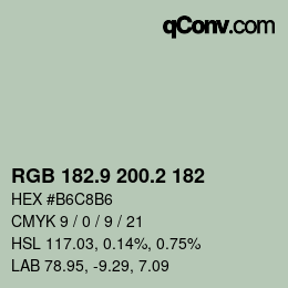 Color code: RGB 182.9 200.2 182 | qconv.com