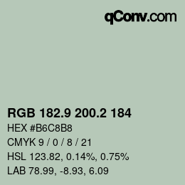 カラーコード: RGB 182.9 200.2 184 | qconv.com
