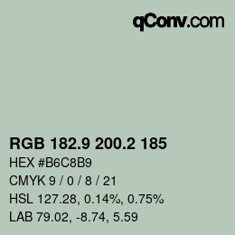 Farbcode: RGB 182.9 200.2 185 | qconv.com