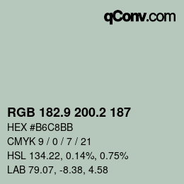 Farbcode: RGB 182.9 200.2 187 | qconv.com